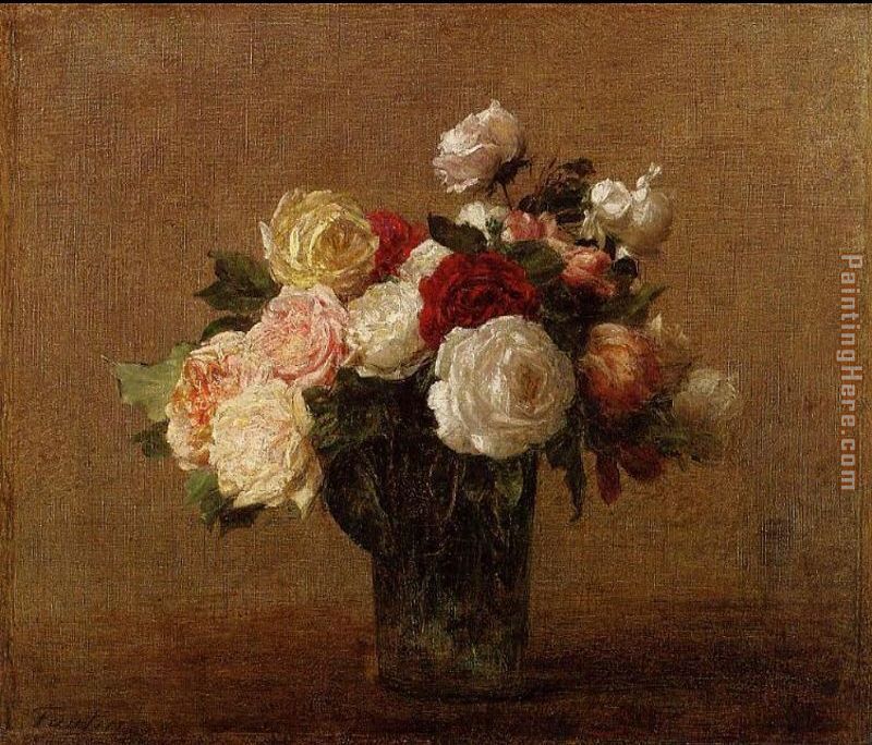 Roses in a Glass Vase painting - Henri Fantin-Latour Roses in a Glass Vase art painting